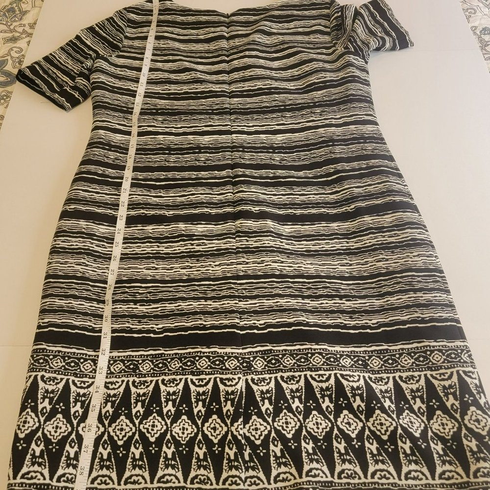 Preston & York Women's 16 Dress, Black & White Striped w/Geometric Print EUC - Picture 9 of 10